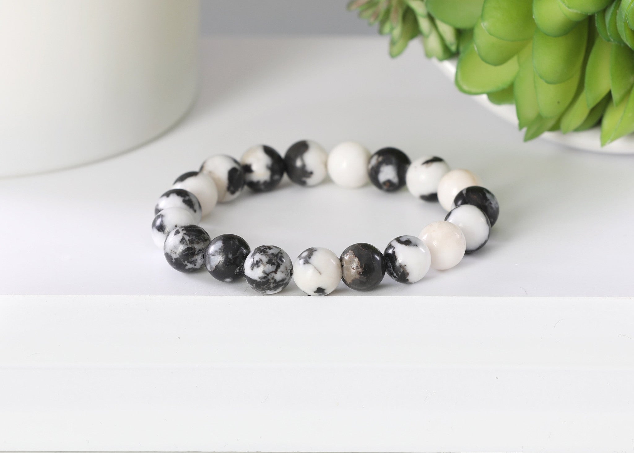 Zebra Jasper Bracelet Black And White Jasper Stone Meaning Black