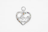 Silver Multicolor Pave Love/Heart Charm