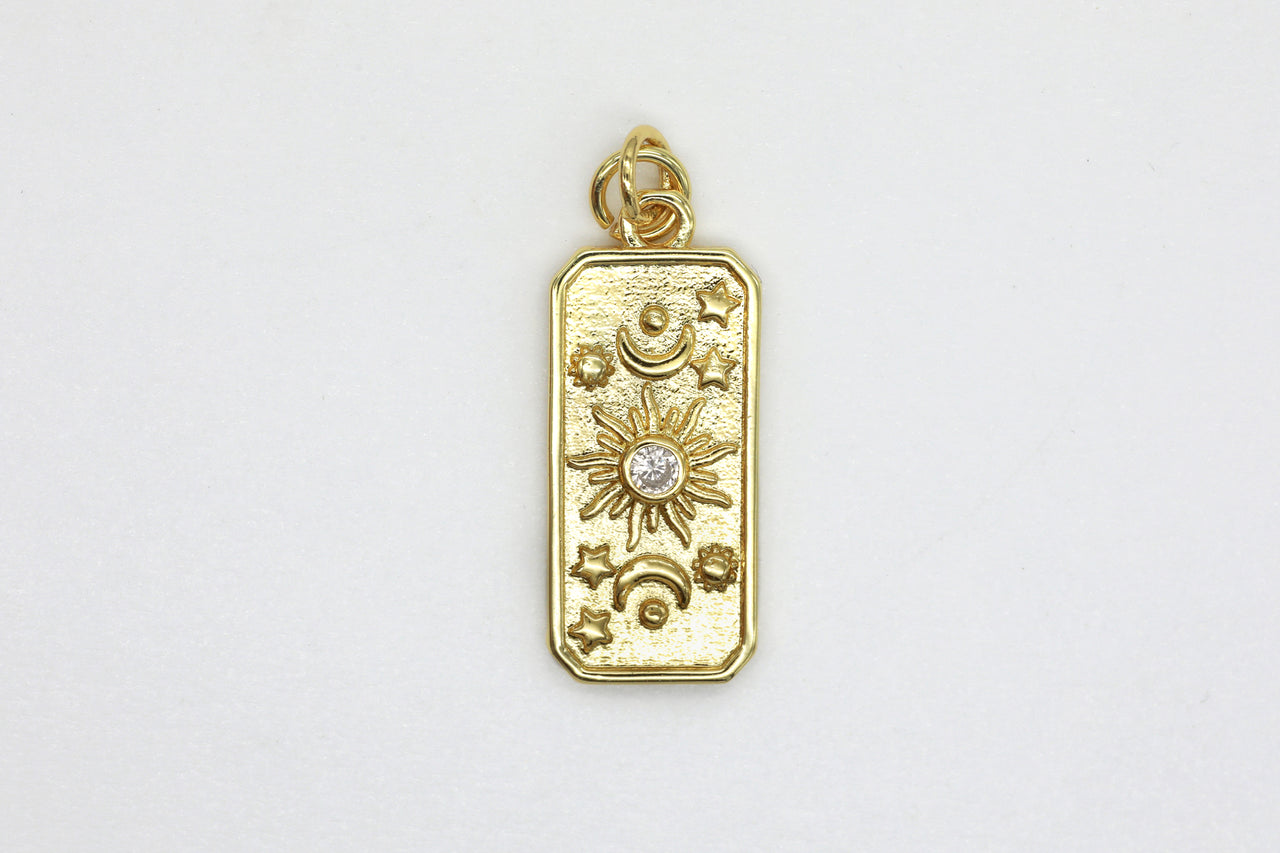 Gold Sun and Moon Charm