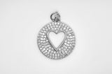 Silver Pave Open Heart Charm