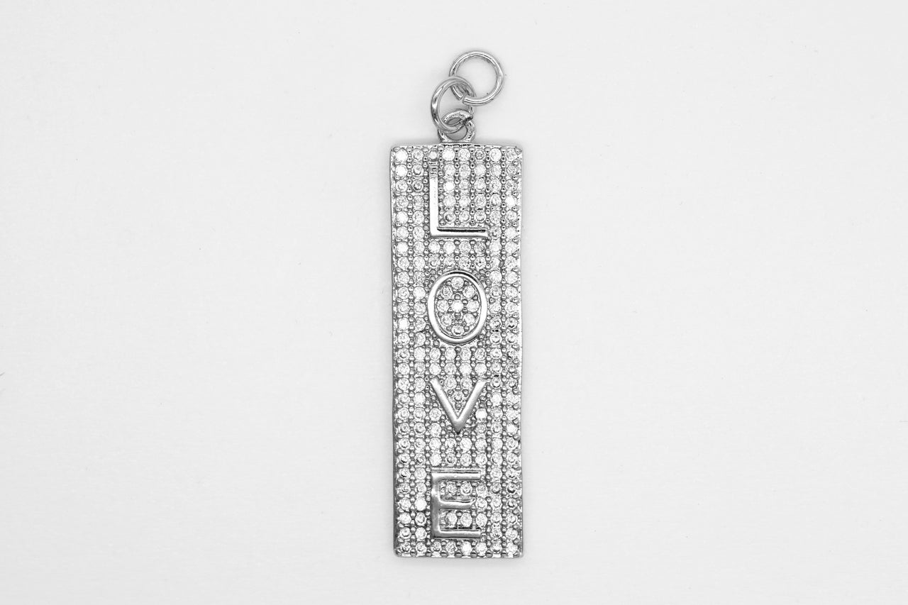 Silver Pave Long Love Charm