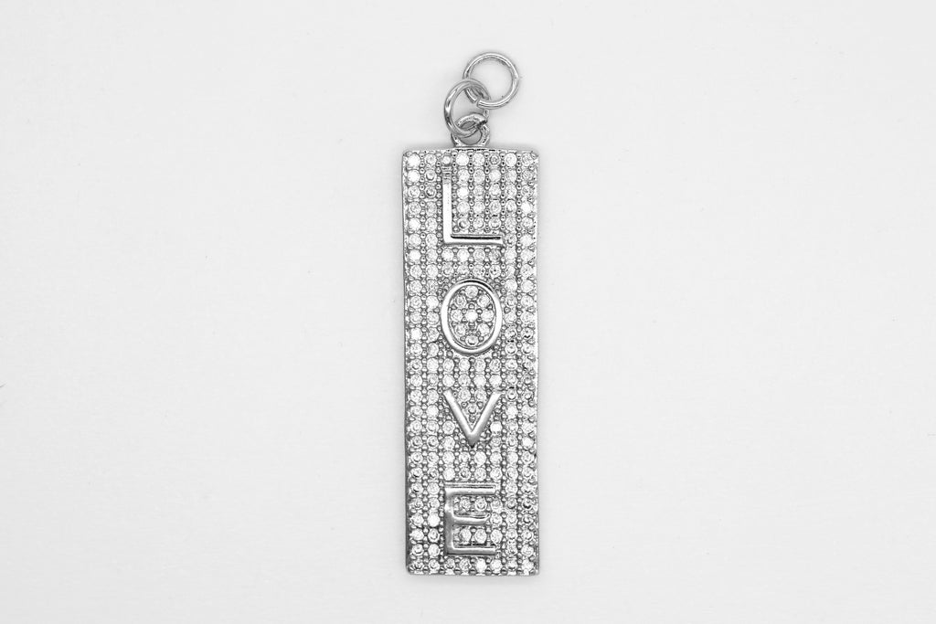 Silver Pave Long Love Charm