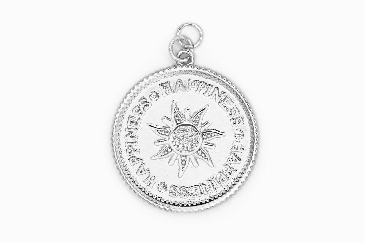 Silver Pave Sunburst/Happiness Charm