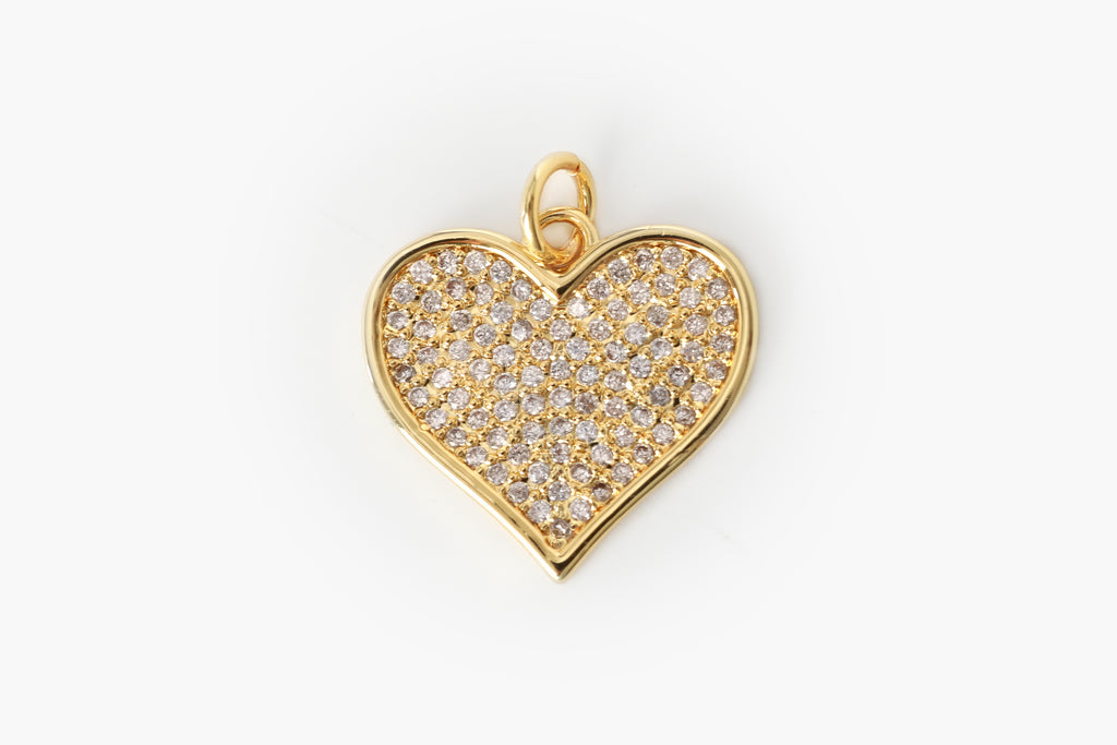Gold Small Pave Heart Charm