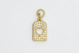 Gold Small Pave Open Heart Charm