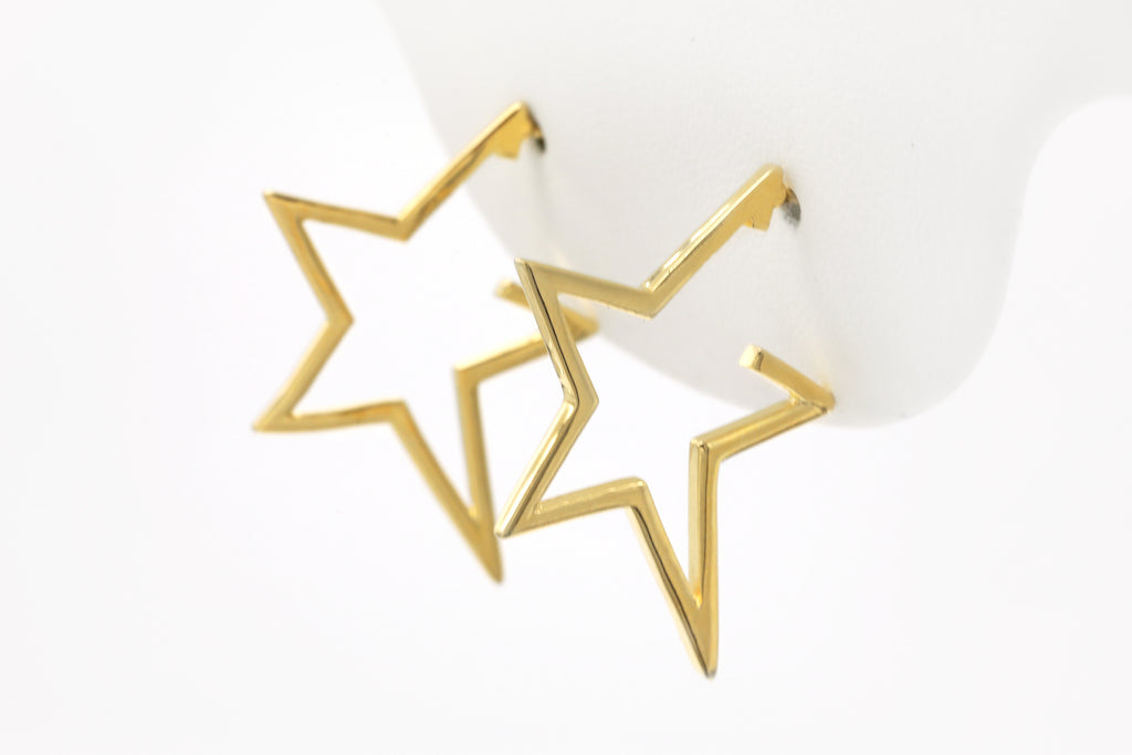 14k Gold Plated Star Hoop Earrings