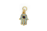 Gold Small Blue Turquoise Hamsa Hand Charm