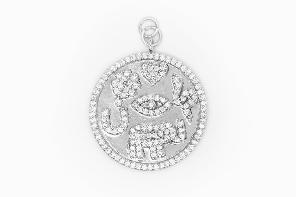 Silver Pave Lucky Coin Charm