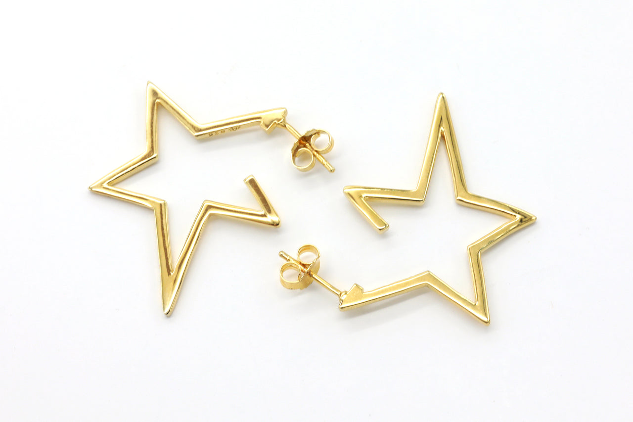 14k Gold Plated Star Hoop Earrings