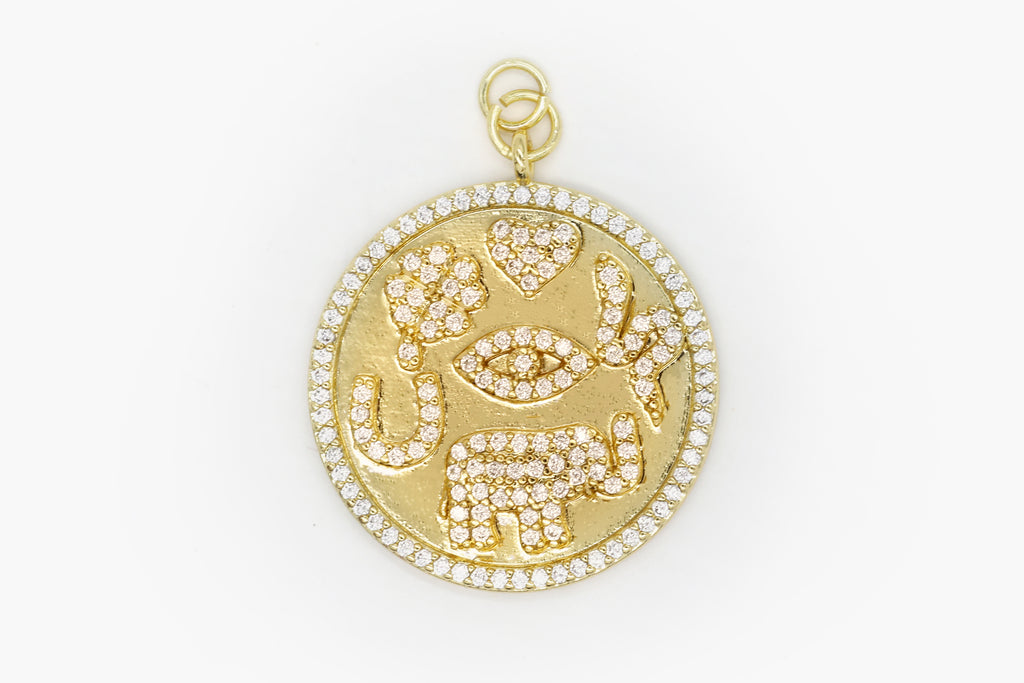 Gold Pave Lucky Coin Charm