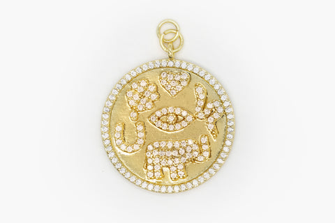 Gold Pave Lucky Coin Charm