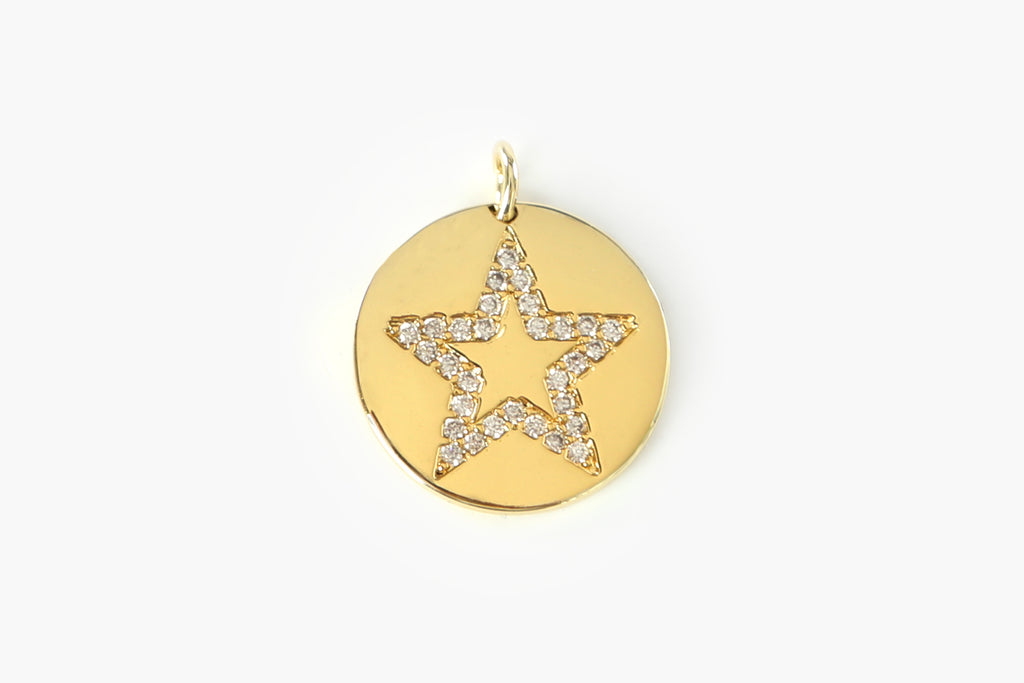 Gold Pave Coin Star Charm