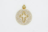 Gold Pave Open Cross Charm